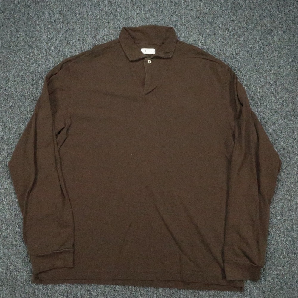 AYR Shirt Mens Extra Large Brown Long Sleeve Polo Pique Pima Cotton